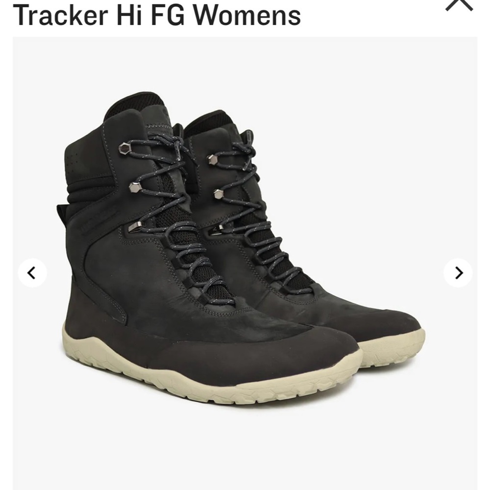 VivoBarefoot Tracker Hi FG Women's Obsidian Black Leather Hiking Boots EU 36